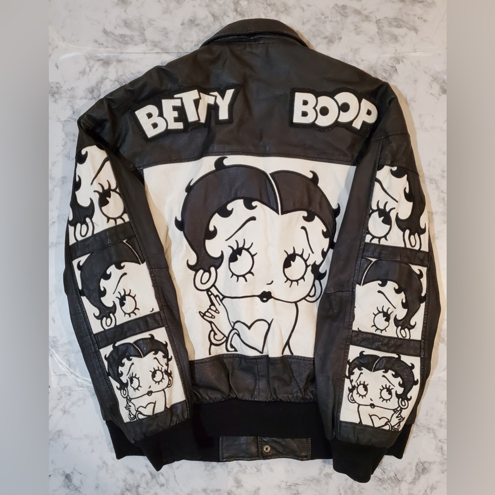 “Rare” 2003 Vintage Betty Boop Women’s Bomber Leather Jacket 2XL  American Toons